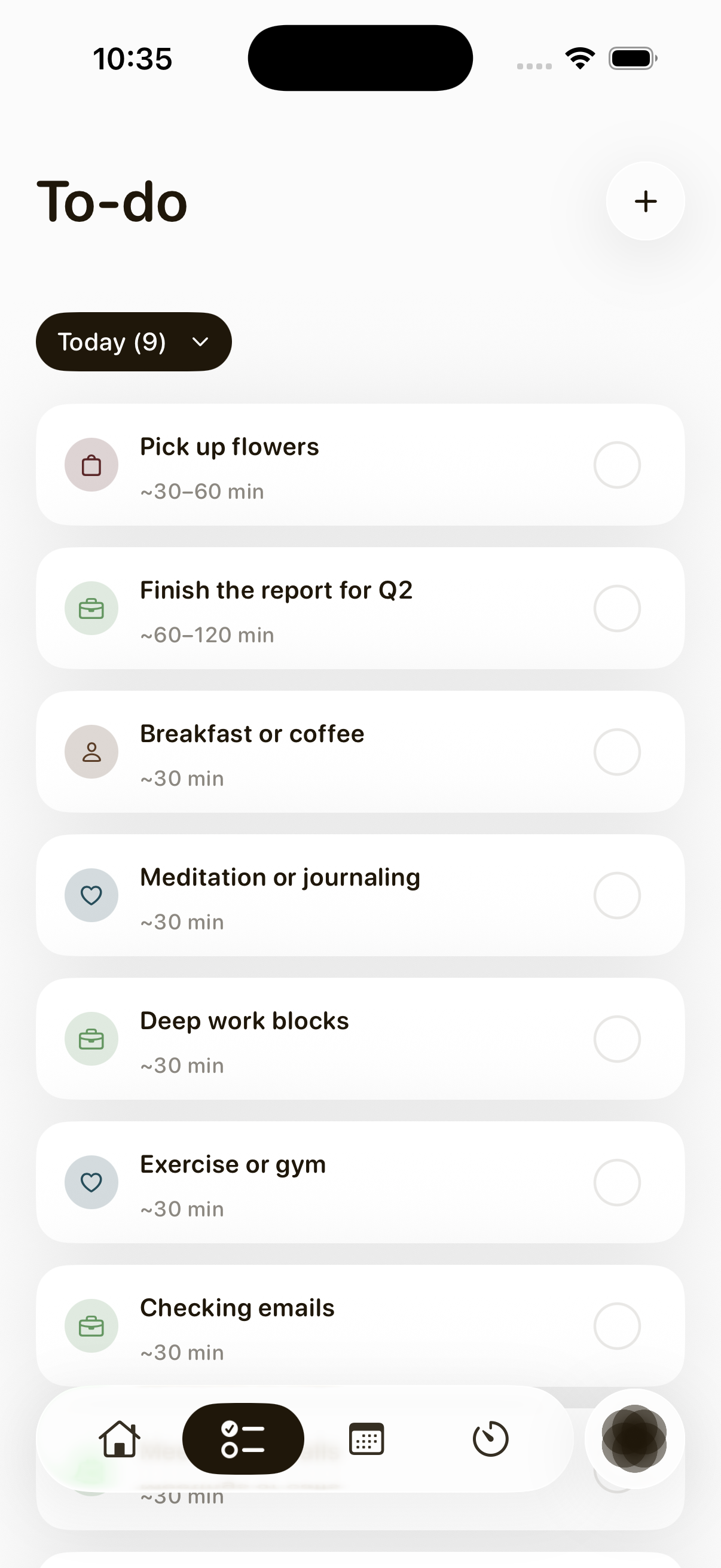 Adi Recurring habits screen